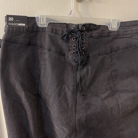 Plus size flared Denim with lace up detail - Picture 6 of 7